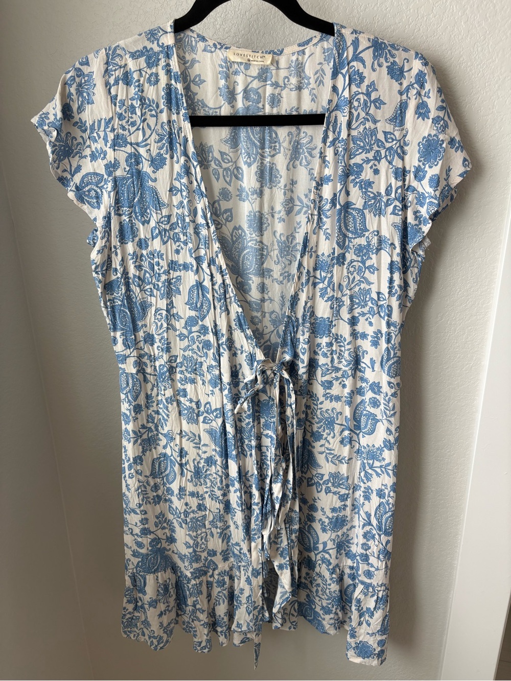 lovestitch White Dress with Light Blue Floral Print